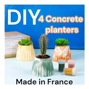 🐣RARE✨ European NIB Køffret DIY 4 Concrete kit béton DIY 4 jardinières Kaktus